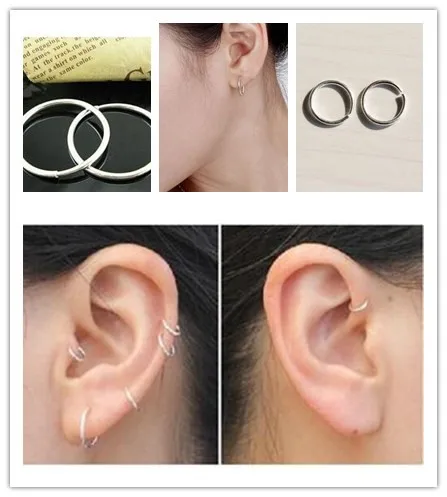 1 Pair Fashion Jewelry Unique Small Thin Endless Earrings 10mm Multi-purpose Round Nose Lips Ring Women