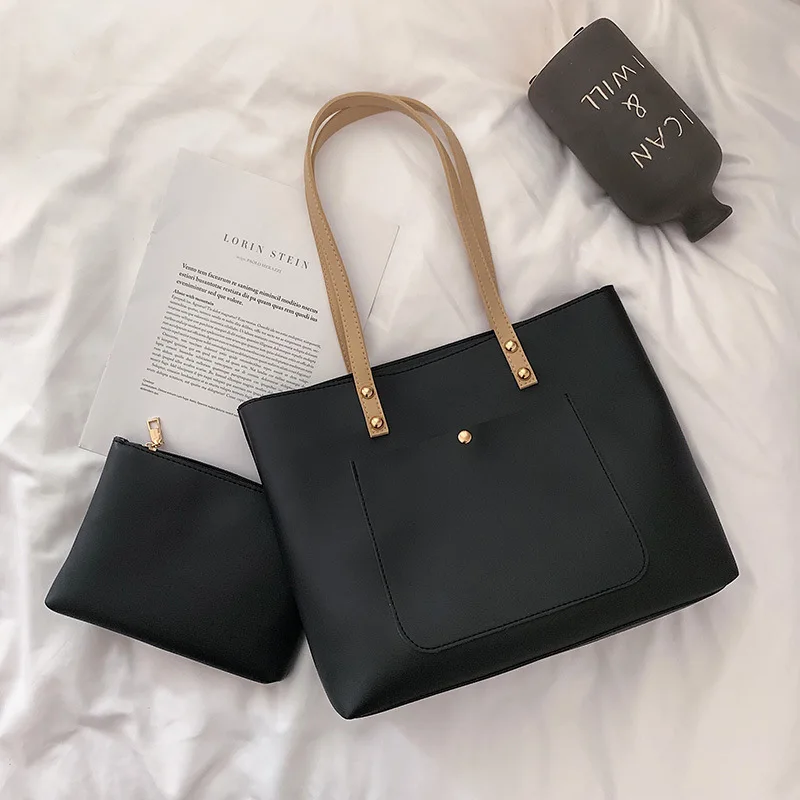 

2019 Autumn And Winter New Style European And American Minimalist Solid Color Versatile Pu Women's Hand Large Bag WOMEN'S Fashio