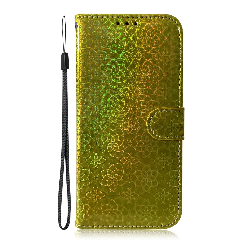 Чехол-книжка mi note 10 pro с цветным градиентом для Xiaomi mi CC9 Pro Note 10, блестящий чехол-кошелек из искусственной кожи, мягкий силиконовый чехол - Цвет: Золотой
