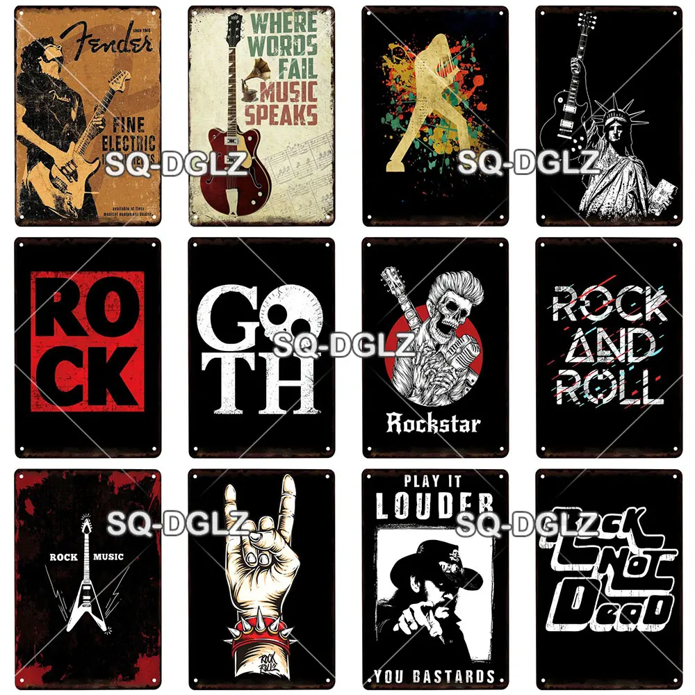 Rock And Roll Metal Sign Plaque Vintage Pub Bar Decor Tin Sign Plate Poster Home Decor Art Painting Wall Sticker