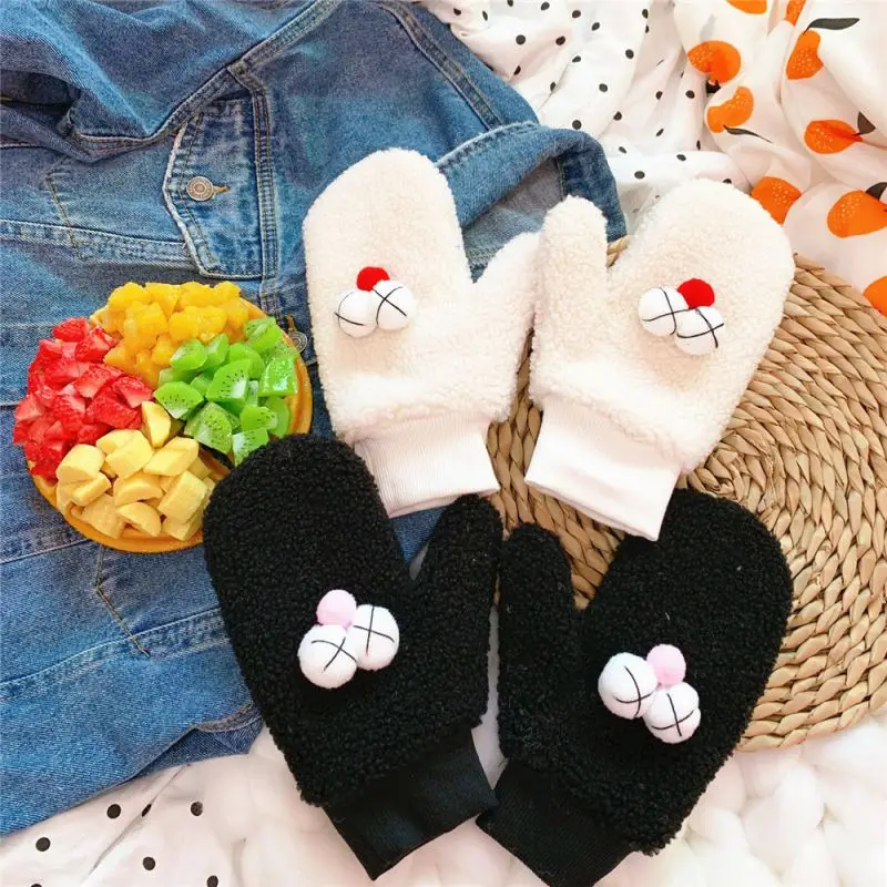 Женские зимние перчатки 20*14 см, украшенные мультяшными фруктами, перчатки для девушек, студенток, зимние женские варежки для улицы