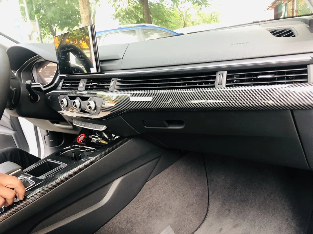 

Для Audi A5 2017-2019 левый руль 2 шт. углеродное волокно ABS Отделка приборной панели панель молдинг крышка Стайлинг автомобиля