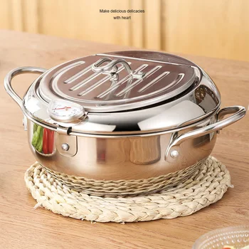 

Deep Fryer Pot Home Multifunctional Tempura Fried Chicken Stainless Steel Easy Clean With Lid Temperature Control Cooking Tools