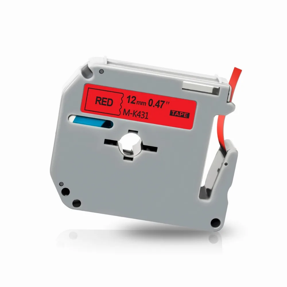 Topcolor M-K Label Tape 431 Hitam Merah MK-431 Mengganti Saudara MK Label Maker M-K431 MK431 12Mm Stiker untuk brother P Touch 110