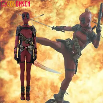 

COSPLAYONSEN Lady Women Deadpool Cosplay Costume Deadpool Deluxe Outfit Women Version Jumpsuit full set