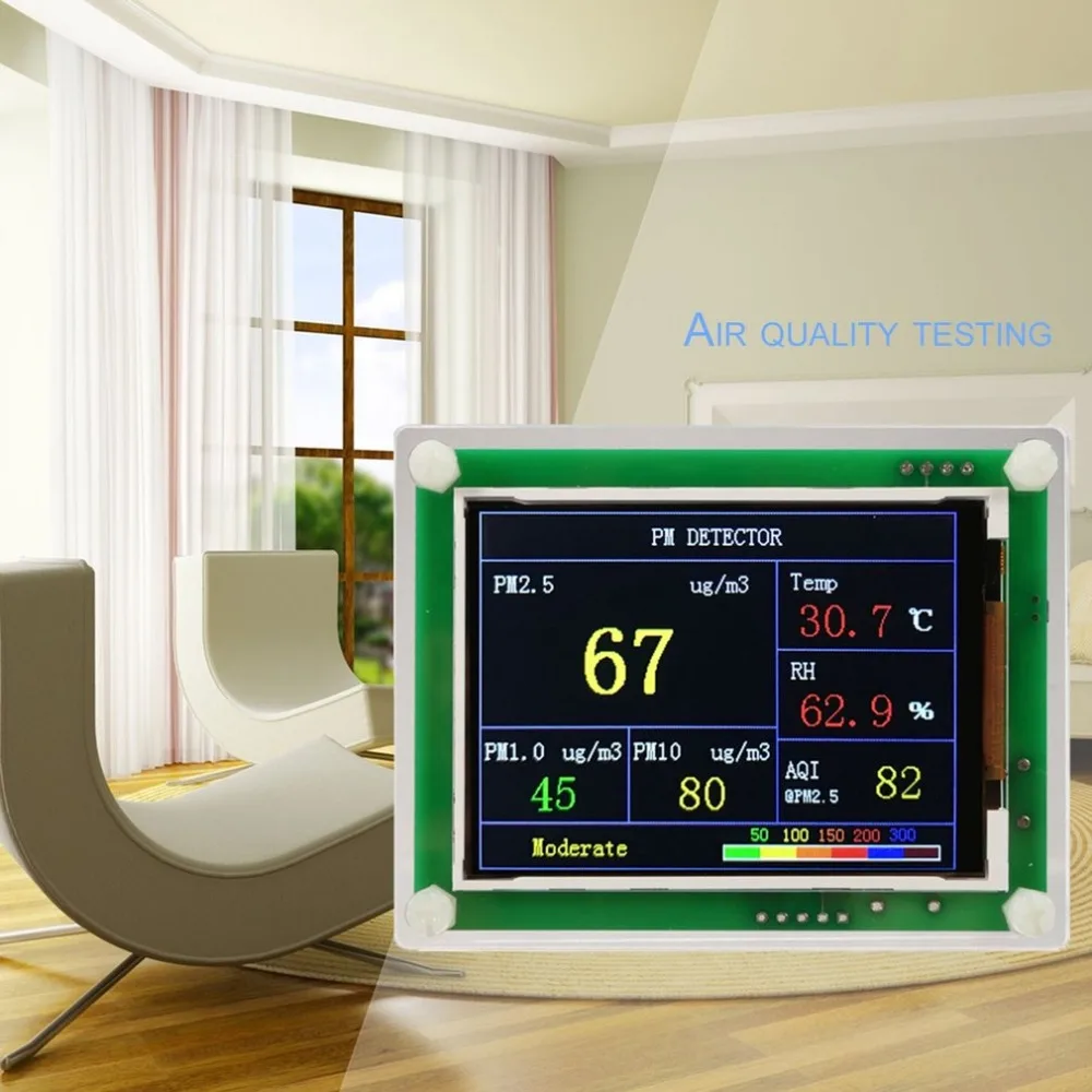 

PM2.5 Air Quality Detector 2.8 Inch Car Home AQI Gas Monitor G5 Sensor TFT Screen Digital Air Particulates Measure Meter Tester