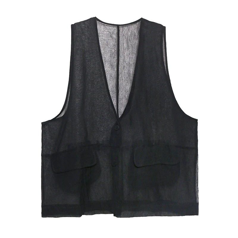 

XUXI Vest Women Black Waistcoat Large Size All-match Fashion Women's Thin Loose Sleeveless 2020 New Summer Gilet Femme FZ2001