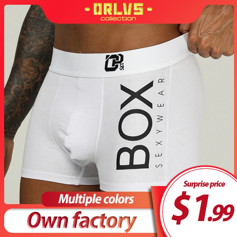 ORLVS Брендовые мужские боксеры нижнее белье Cueca Tanga дышащие удобные трусы