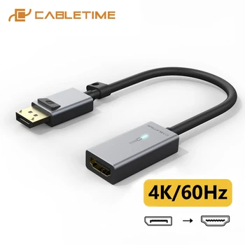 

CABLETIME Displayport to HDMI Adapter Metal Shell 4K Video Converter for PC Laptop HDMI Cable DP to HDMI Adapter C314