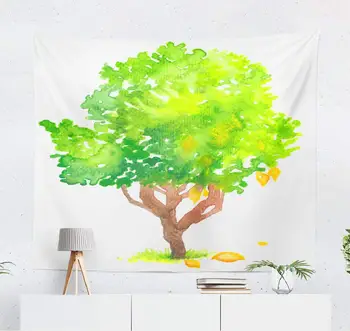 

Watercolor Green Yellow Lemon Tree Art Artistic Branch Brush Wall Tapestry
