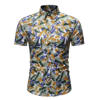 

2020 Summer Short Sleeve Hawaiian Shirt Men Floral Shirts Hawaiian Pattern Regular Fit Print Shirts Men Streetwear Casual Shirt