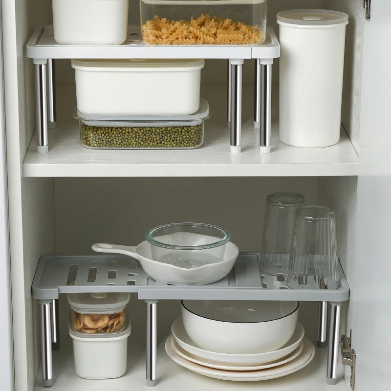Органайзер полка для хранения белый домашний шкаф для кухонной стойки пространство пластик регулируемый 1 комплект серый