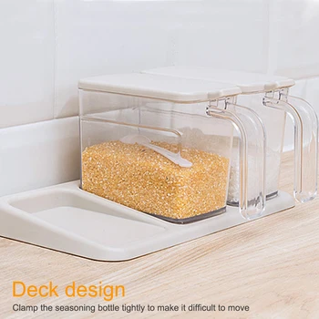 

3 In 1 Modern Kitchen Clear Seasoning Box Condiment Salt Cooking Dustproof Storage Container Cruet Jar Easy Clean Sugar