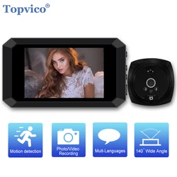 Topvico sonnette vidéo caméra numérique judas visionneuse de porte détection de mouvement 4.1 "moniteur anneau vidéo œil enregistrement automatique de sécurité 