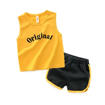 

Spring Summer Boy Apparel Sleeveless Cotton Baby Clothing Set