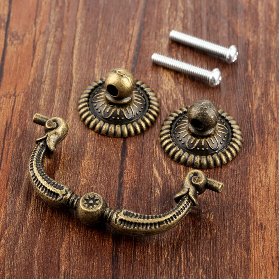 Lot De 4 Poignées De Porte De Style Vintage Pour Meubles De Maison, Tiroir, Commode, Placard, Armoire Avec Vis (bronze Vert