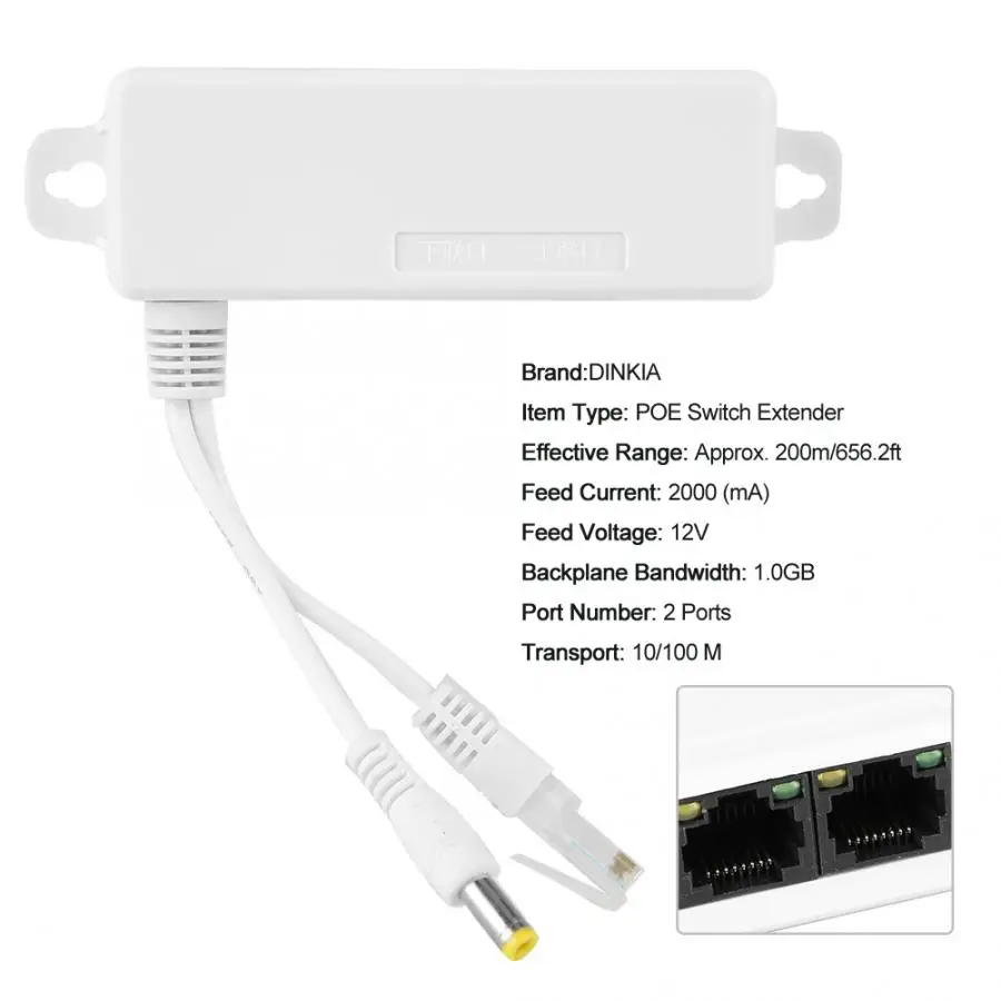 2 Порты 10/100 м POE удлинитель с переключателем Мощность расстояние расширения 656.2ft для ip-камер коммутатор питания через ethernet Мощность