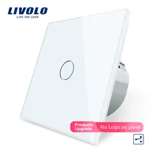 Original livolo padrão da ue interruptor de parede, 1 gang controle 2 vias, painel vidro cristal, interruptor inteligente VL-C701S-11/12/15