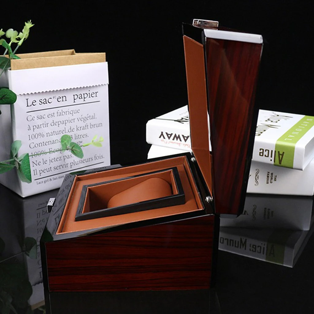 Luxury Wood Single Slot Watch Storage Organizer Display w/ Removable Cushion