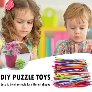 

100pcs Twisted Plush Stick Multicolor DIY Toys Handmade Material for Child