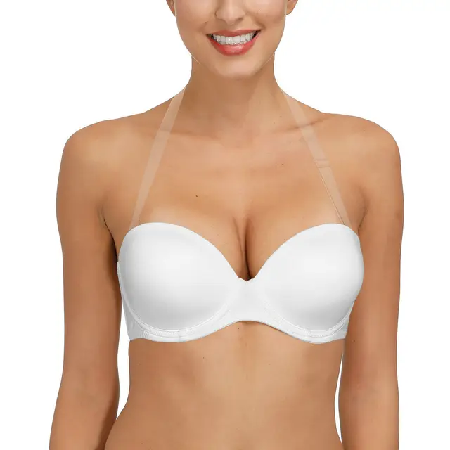 Vgplay Plus Size Strapless Bandeau Bras with Clear Straps Multiway