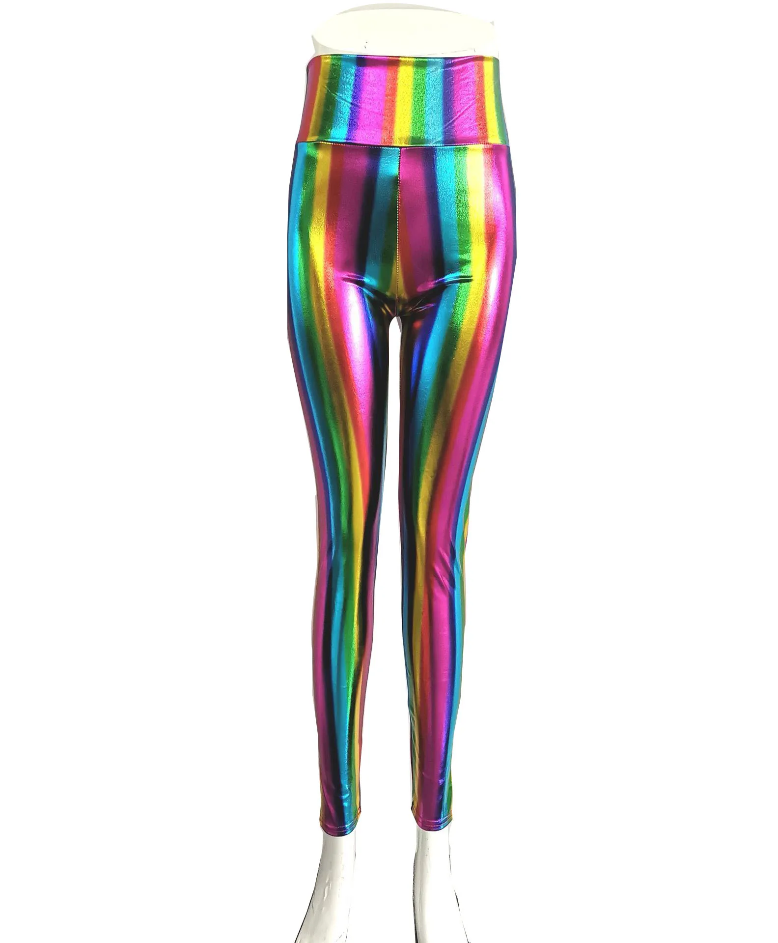 

Hot Selling Color Patent Leather Pants Rainbow Elasticity Dance Performance Clothing Women's High-Waist Pants