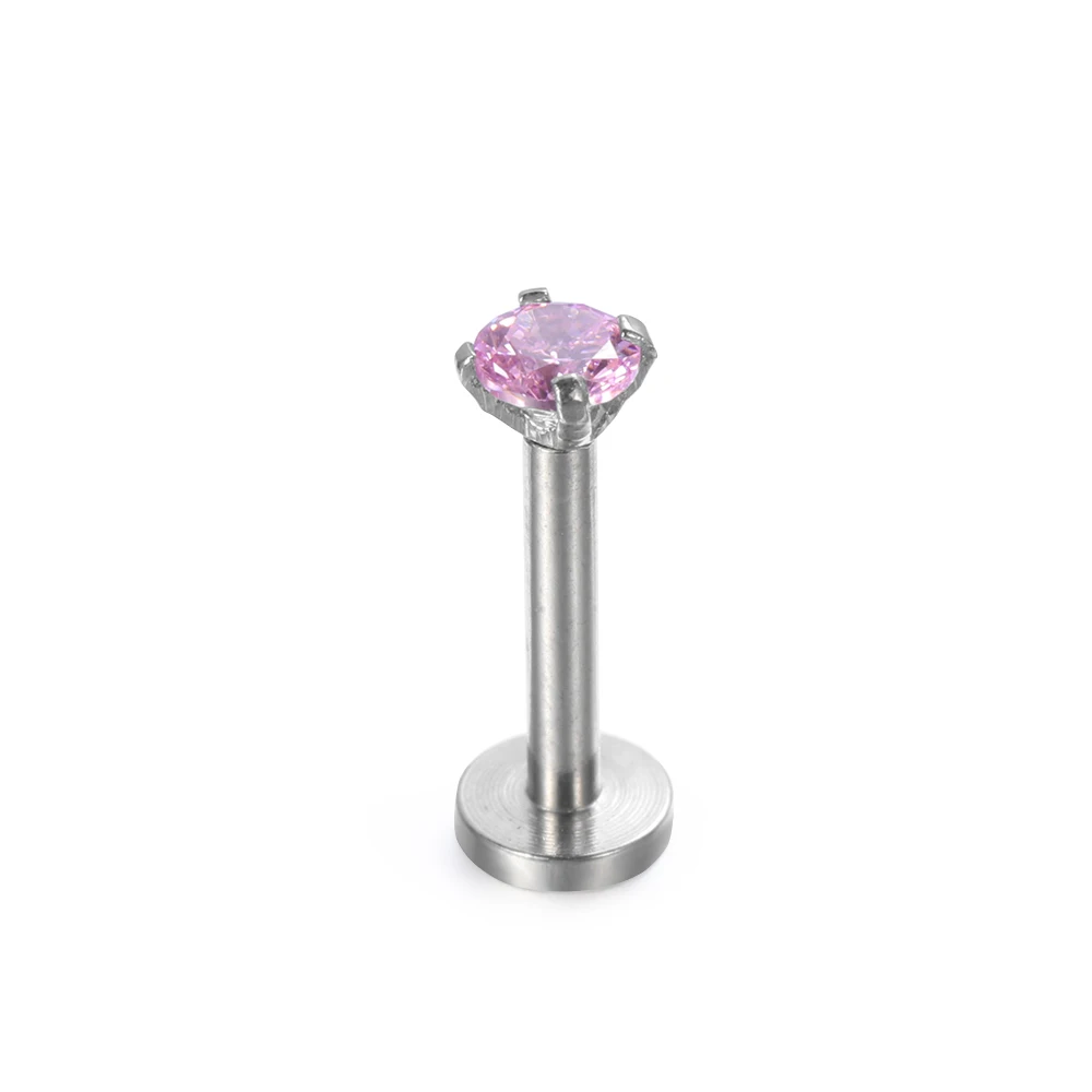 1PC Zircon Ear Stud Lip Ring Cartilage Tragus Helix Piercing Earring Multicolor Prevent Allergy Crystal Body Jewelry Accessories - Окраска металла: Pink