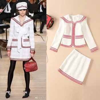 

zou xiu kuan 2019 Autumn and Winter New Women's Liu Shishi Same hai jun ling Long-Sleeved Jacket Skirt Fashion