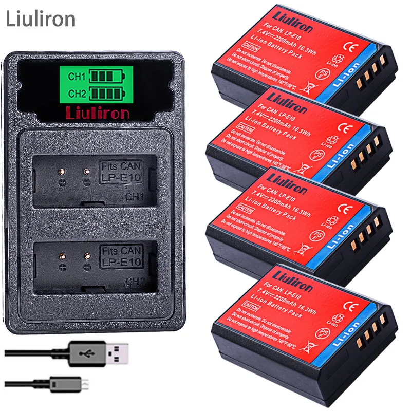 LP-E10 LP E10 LPE10 Camera Batteries+LCD USB Charger for Canon EOS 1100D 1200D 1300D Kiss X50 X70 X80 Rebel T3 T5 T6