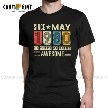 

Men's Awesome Since May 1980 Vintage T Shirt Pure Cotton Clothes Unique 40 Years Old 40th Birthday Gif Tee Shirt New Arrival