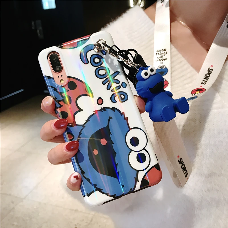 1 Чехол Sam S9 plus с изображением печенья, милый чехол с изображением улицы Сезам для samsung Galaxy S10 lite S8 S8plus Note 8 note9, чехол с мультипликационным принтом+ ремешок - Цвет: 1