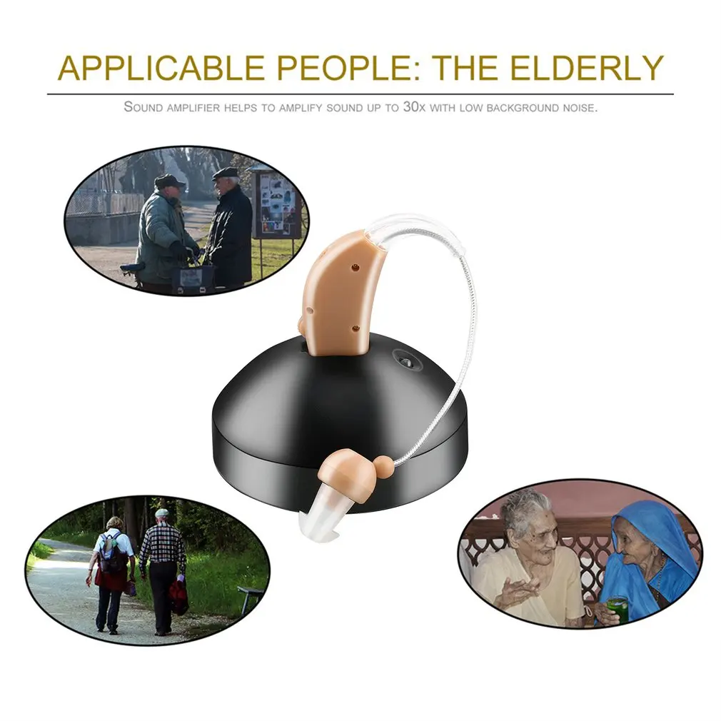 New Rechargeable ear hearing aid mini device ear amplifier digital hearing aids behind the ear for elderly acustico EU plug