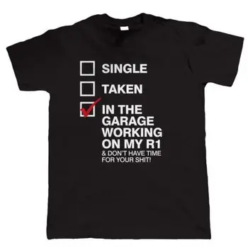 

The Garage Working on My R1, Mens Funny Biker T Shirt - Gift for Dad Printed Tee Shirts Summer Men'S Top Tee Youth
