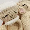 Crochet Sheep Rabbite Toy Set Comfort towel Baby Rattle Biting Ring Handmade Baby Teething Ring Stuffed Plush Toys Gifts 3