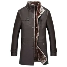 Зимняя мужская одежда, кожаная одежда, удобное теплое Свободное пальто, мужская одежда