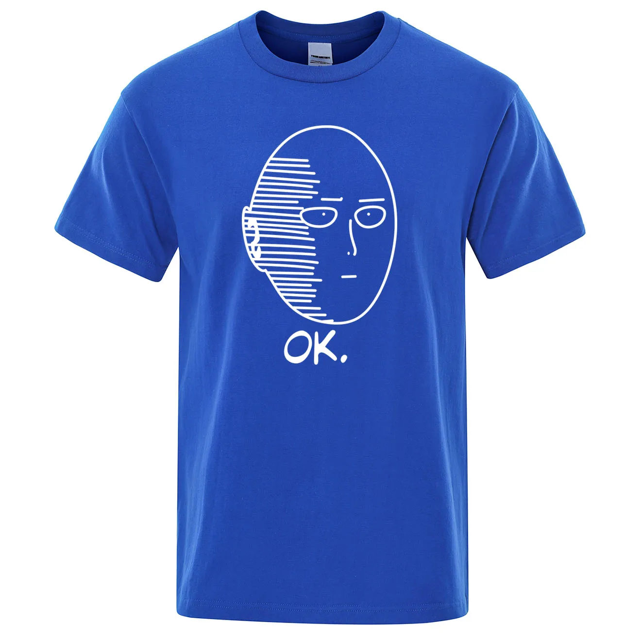 One Punch Man Saitama Sensei Мужская футболка с японским аниме хлопковая футболка Летняя Повседневная футболка с круглым вырезом Мужская Уличная Одежда Harajuku - Цвет: blue 5