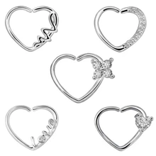 Attractive Design Women Lovely Heart Shape Fake Non-Piercing Clip-On Nose Ear Ring Body Jewelry(China)