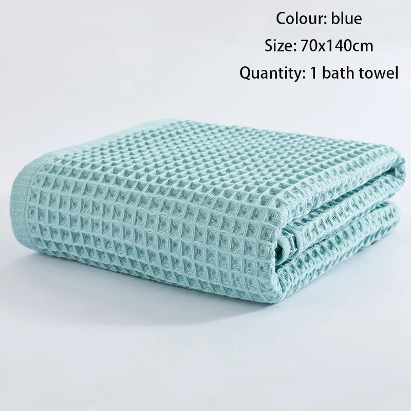 70x140 см, банное полотенце для взрослых, хлопок, микрофибра, вафельное банное полотенце, мягкое и удобное впитывающее полотенце, домашнее банное полотенце - Цвет: blue 2