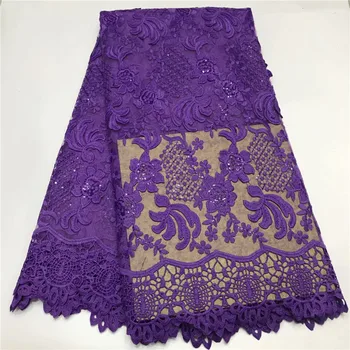 

Milk silk African Material sequins Lace Fabric For Wedding Purple Nigerian French Lace Fabric 2019 High Quality Lace Material