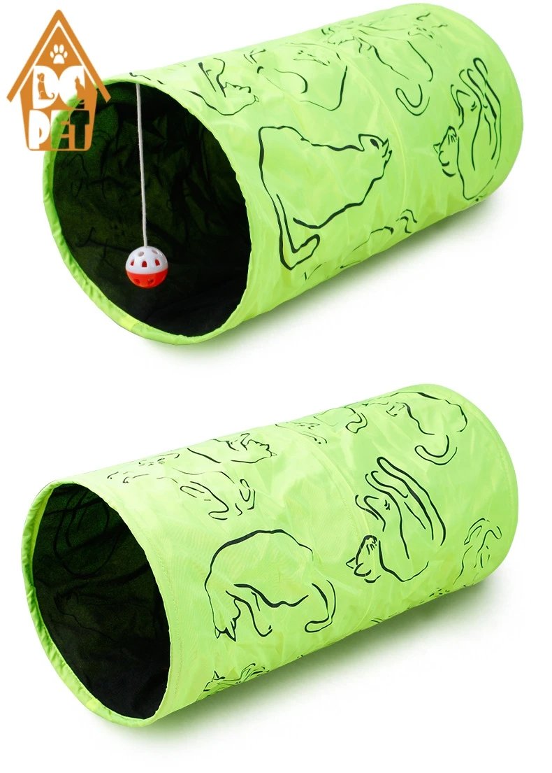 

Pet Tunnel Cat Printed Green Lovely Crinkly Kitten Tunnel Toy With Ball Play Fun Toy Tunnel Bulk Cat Toys Rabbit Play Tunnel