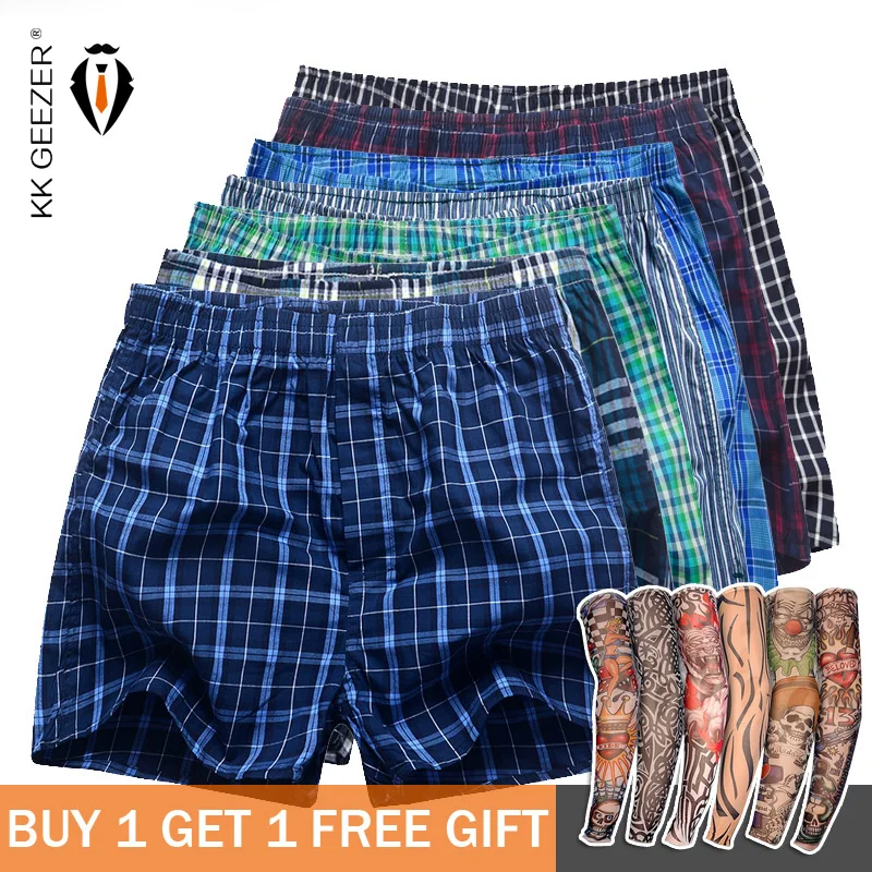 Трусы боксеры мужские клетчатые в полоску 100% хлопок 7 шт./упаковка|men underwear boxer