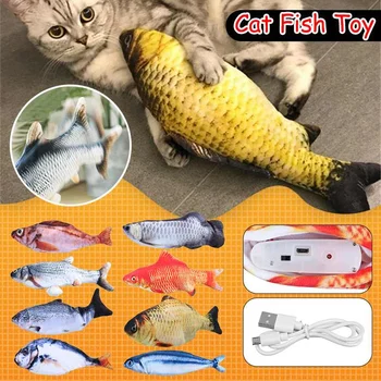 

28-30cm Pet Cat Toy USB Charging Electric 3D Simulation Fish Toys Interactive Catnip Toy Gift For Dog Cat Chewing Playing Biting