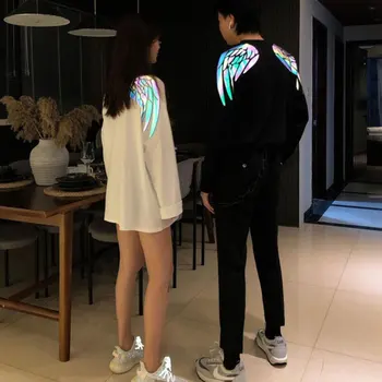 

angle wing sailor moon shirt reflective clothes women long sleeve tshirt gothic streetwear couple clothes harajuku shirt fashion