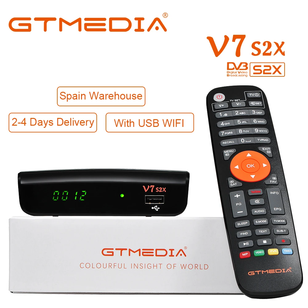 Спутниковый декодер GTMEDIA V7 S2X HD DVB-S/S2/S2X 1080P включая USB Wi-Fi H.265 ТВ-приставка поддержка