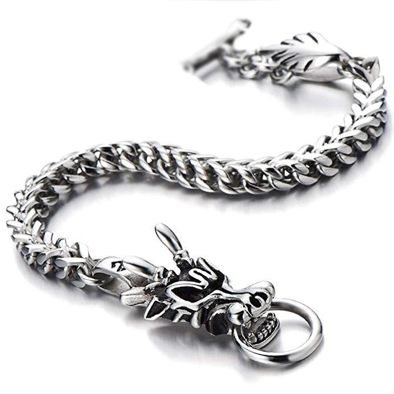 Dragon men steel charm bracelet on hand hip jewelry pandora men bracelet gifts for man accessories