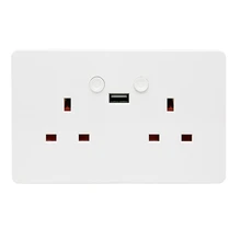 Big deal Voice Control Socket Panel Wifi Adapter Dual Usb Uk Plug Switch Wall Socket Charger Electrical Intelligence