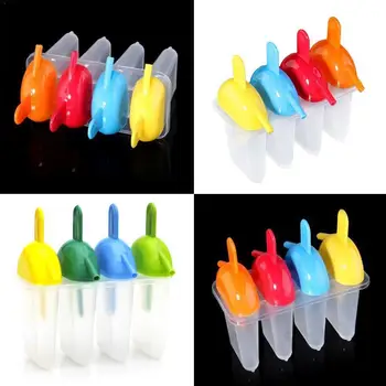 

4 Even Ice Mold With Cover Home Diy Plastic Maker Tray Mould Accessories Ice Siamese Popsicle Freezer Cream V4Q9