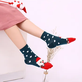

Women Christmas Socks Cotton Cute Funny Print Mid Socks Casual Daily Home Floor Socks sokken новогодние носки носки теплые #L