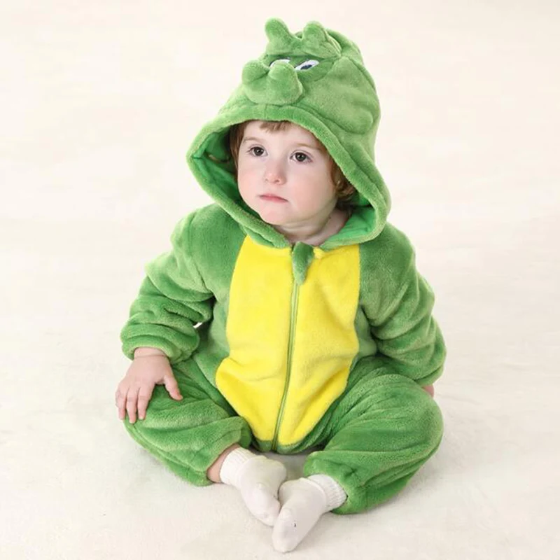 Pijama De Dinosaurio Verde Para Bebe Ropa De Invierno Peleles Infantiles Monos De Animales Traje De Cosplay Mono Calido Con Capucha Aliexpress