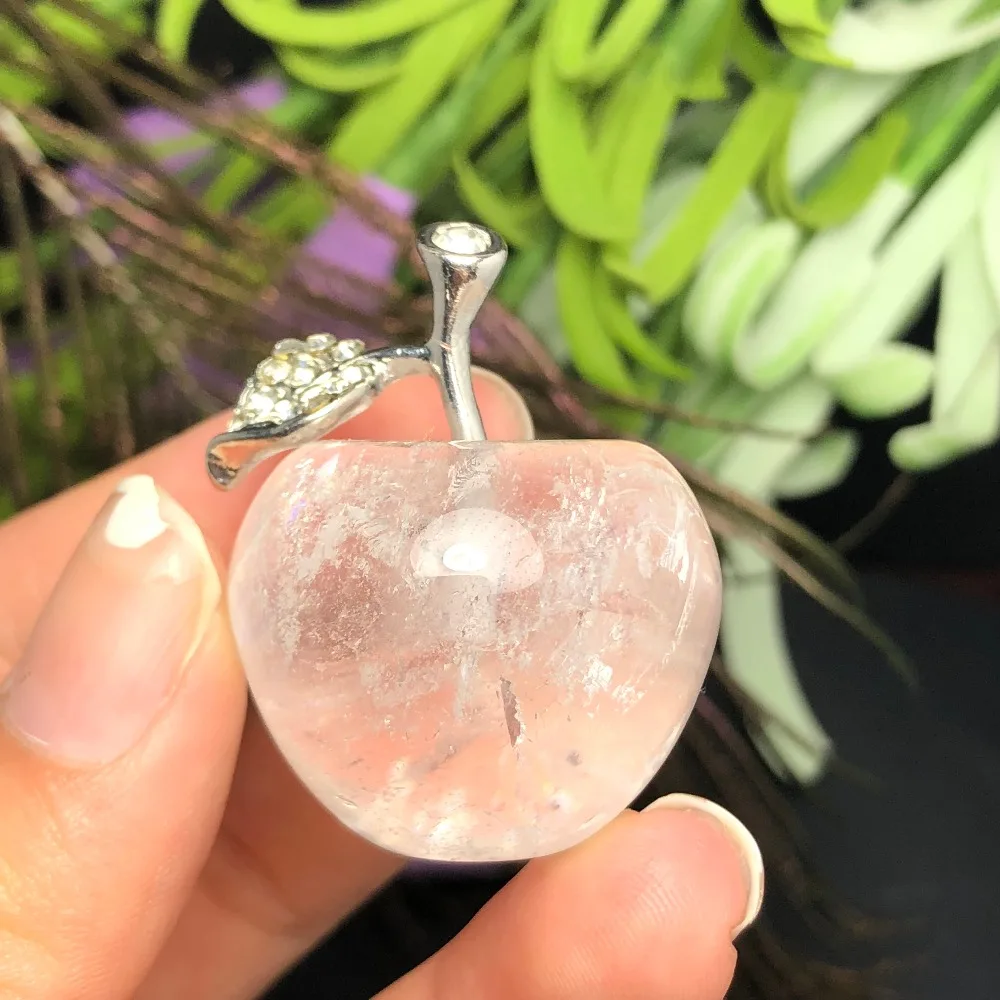 Чистый натуральный кристалл резьба маленькое яблоко, DIY Создание
